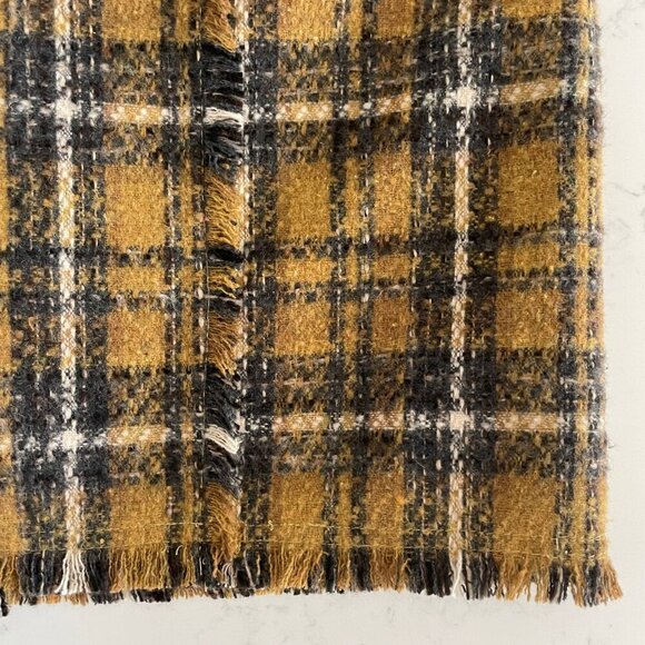 W Closet Plaid 100% Polyester Lined Mini Skirt w Fringe Detail Gold Blk Sz XS/S - Picture 6 of 14